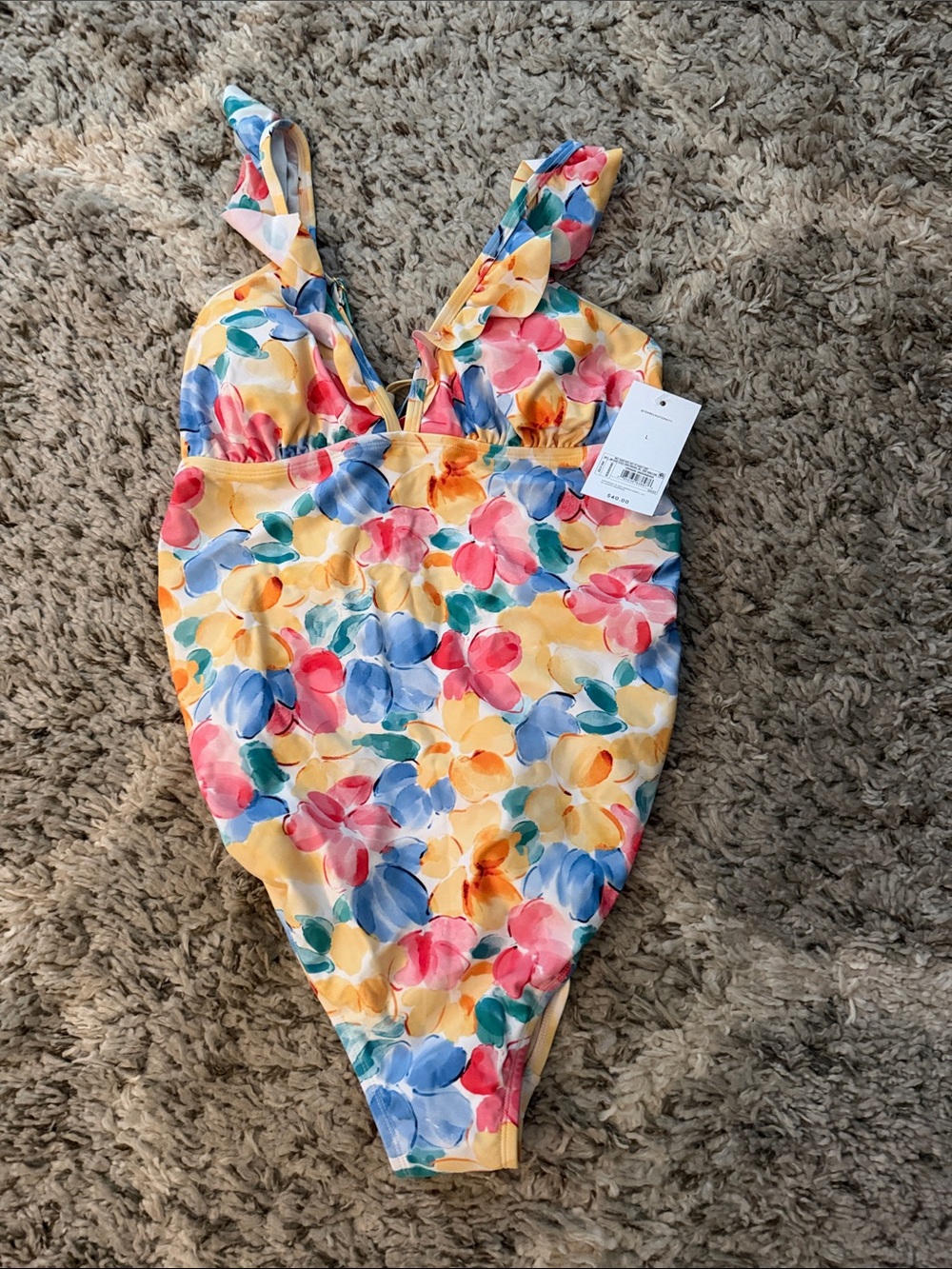 Yellow Floral One-Piece Swimsuit with Multicolor Blooms